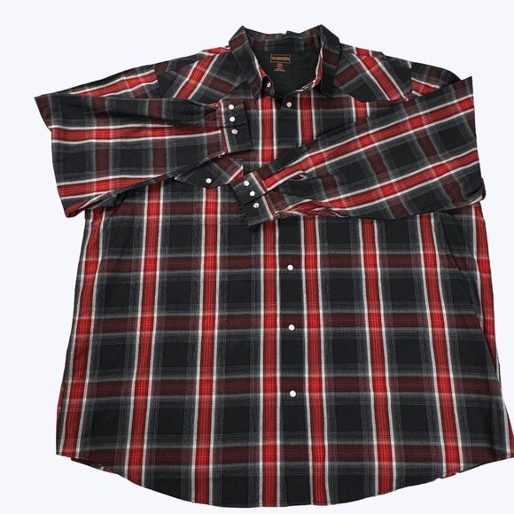 Men's 3XL Tall Pearl Snap Plaid Long Sleeve Flannel Shirt Boulder Creek - Picture 4 of 11